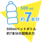 500mlペットボトル約7本分の超吸水力